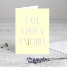 Load image into Gallery viewer, Unicorn Greeting Card in Yellow
