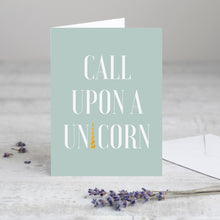Load image into Gallery viewer, Unicorn Greeting Card in Blue