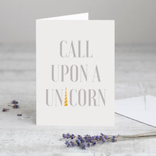 Load image into Gallery viewer, Unicorn Greeting Card in Light Grey