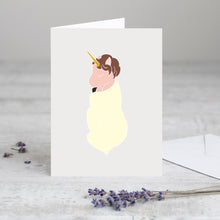 Load image into Gallery viewer, Unicorn Greeting Card in Yellow Blanket