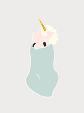 Load image into Gallery viewer, Unicorn Greeting Card in Blue Blanket