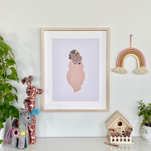 Load image into Gallery viewer, Baby Unicorn Print for Nursery in Coral