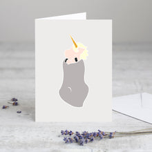Load image into Gallery viewer, Unicorn Greeting Card in Grey Blanket
