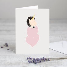 Load image into Gallery viewer, Unicorn Greeting Card in Pink Blanket
