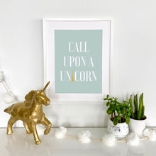 Load image into Gallery viewer, Unicorn Print for Nursery in Blue