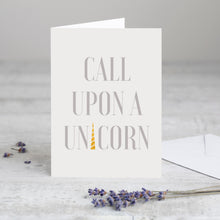 Load image into Gallery viewer, Unicorn Greeting Card in Light Grey
