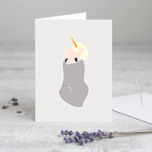 Load image into Gallery viewer, Unicorn Greeting Card in Grey Blanket

