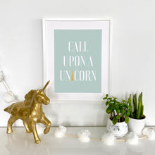 Load image into Gallery viewer, Unicorn Print for Nursery in Blue
